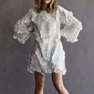 Mestiza Flora Mini Dress - White Wedding Bridal Shower After Party Dress